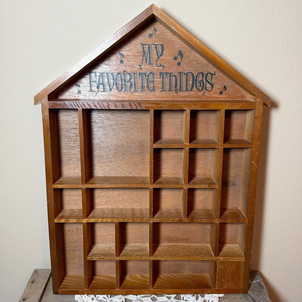 My Favorite Things Wooden Music Box Wall Trinket Shelf George Good Corp 1983